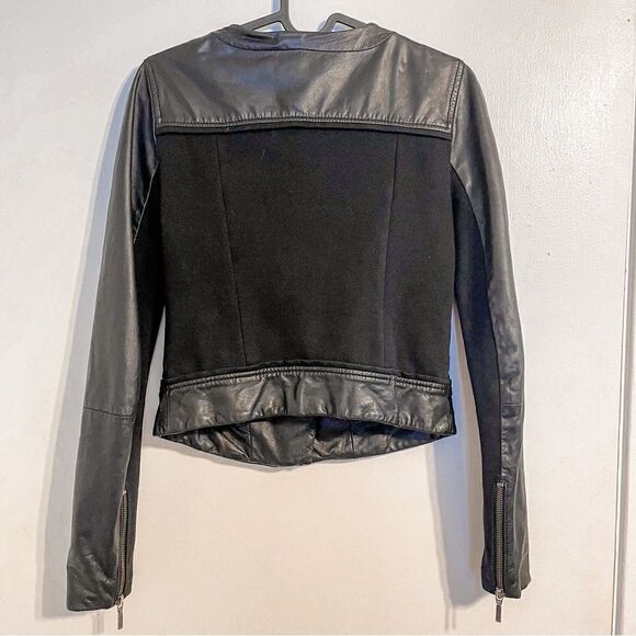 Anthropologie Elevenses Leather Moto Jacket Cropped Black 0 - Picture 10 of 10